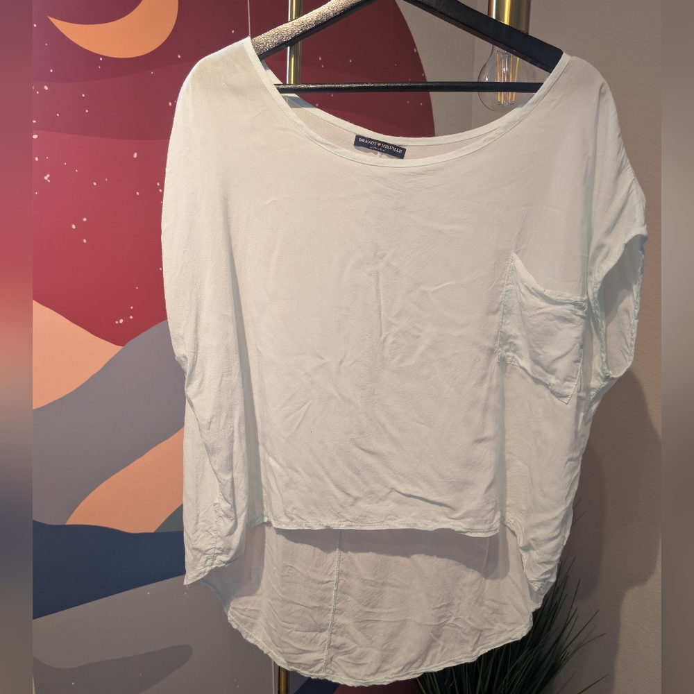 Brandy Melville White Scoop-Neck Pocket High-Low Tunic